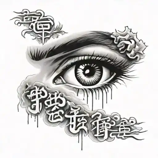 Eye Crying Chinese Character Surrounded