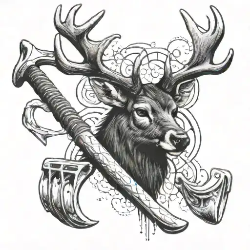 Deer Antler Holding Hockey Stick