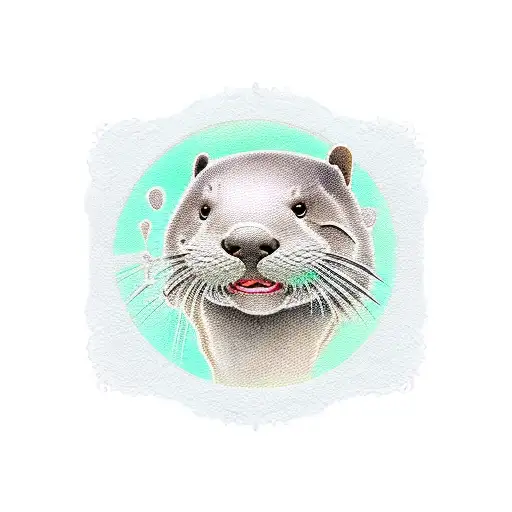 A Tattoo Of An Otter Painting A Vegan Symbol On A Canvas