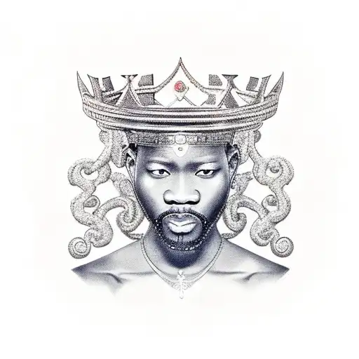 Black King On A Throne In A Tempel