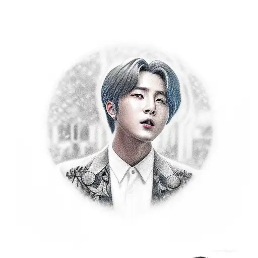 A Portrait Of A Bts Member With A Vintage Car In The Background