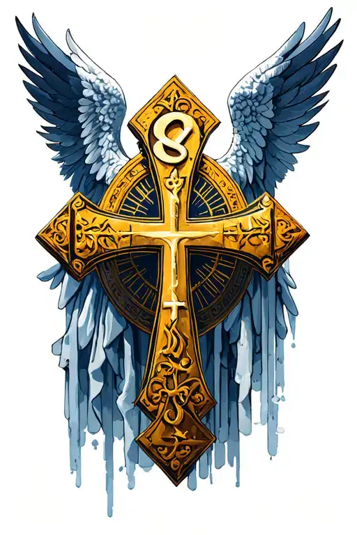 Chi Rho Alpha And Omega And Angel And Jerusalem Cross