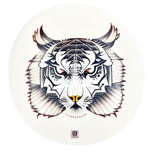 Tiger Head Owl Head Kairos Symbol Hour Glass