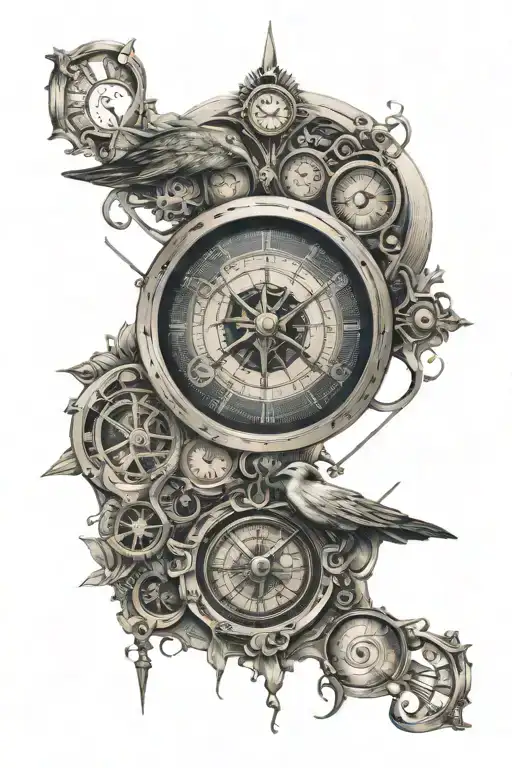 Eye Clock Compass With Intricate Details Divided