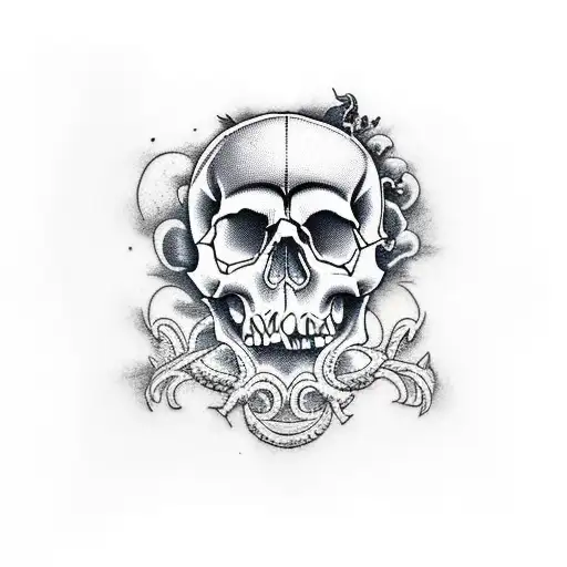 Skull And Clouds In Around It