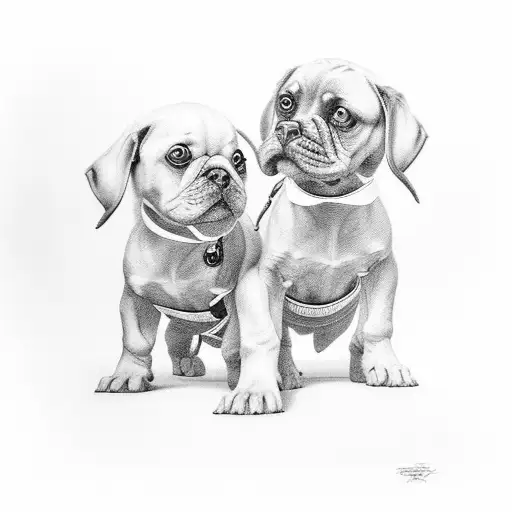 Two Black Dogs Sittint Togerher