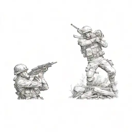 A Group Of Soldiers Fighting In The Woods