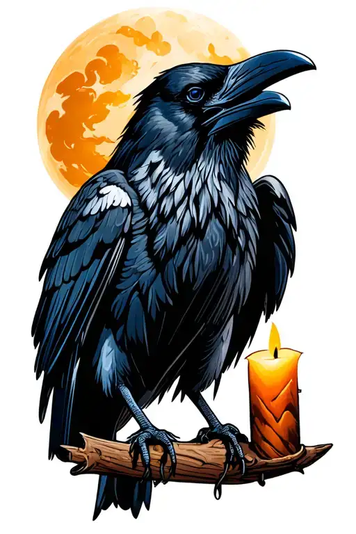 Raven Holding A Candle In It's Talon