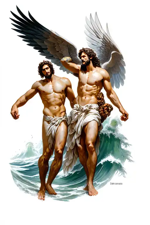 Icarus And Poseidon Tattoo Design