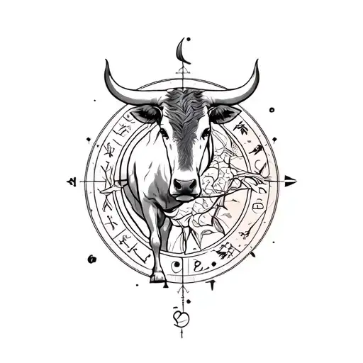 Combines The Zodiac Sign Of Aquarius And The Symbol Of The Ox