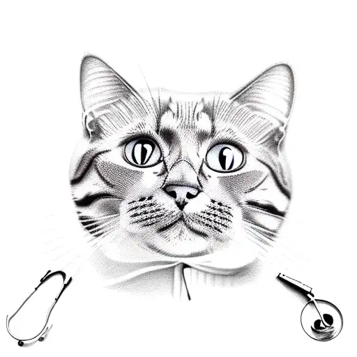 A Realistic Portrait Of A Cat Wearing A Doctor's Coat