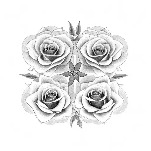 Family Tree With Roses And Clouds