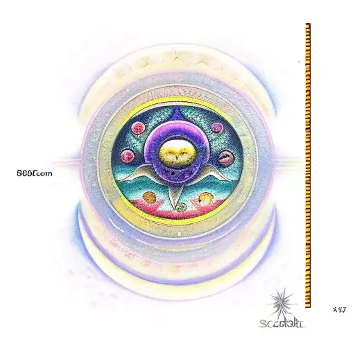 Scarab With Moon And Sun And Flowers