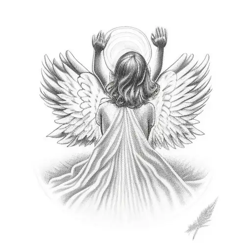 An Angel Praying With The Wings Wide Open