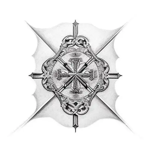 Cross With Mapa And A In The Background