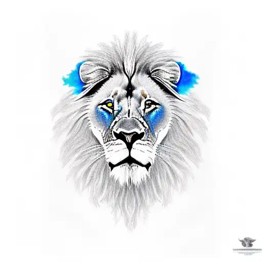 A Realistic Lion With Captivating Blue Eyes