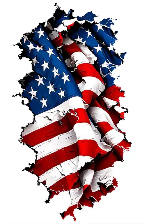 Tattered American Flag Intertwined Within
