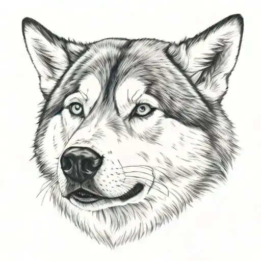 Husky Head Tattoo From The Front View