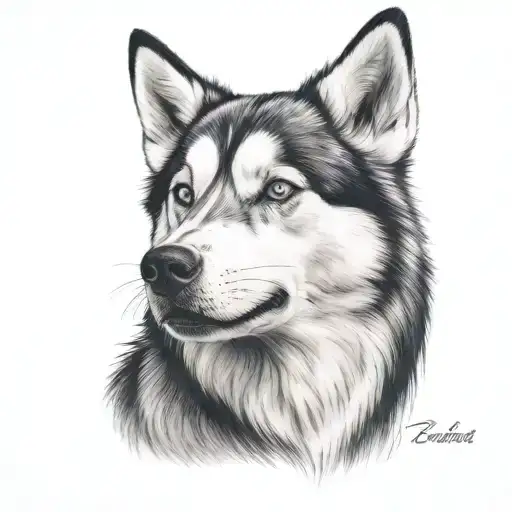 Husky Face Tattoo From The Front View