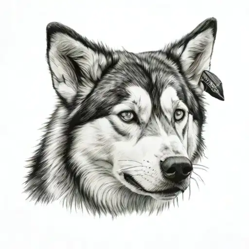 Husky Face Tattoo From Front