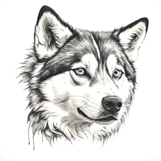 Husky Face Tattoo From Front
