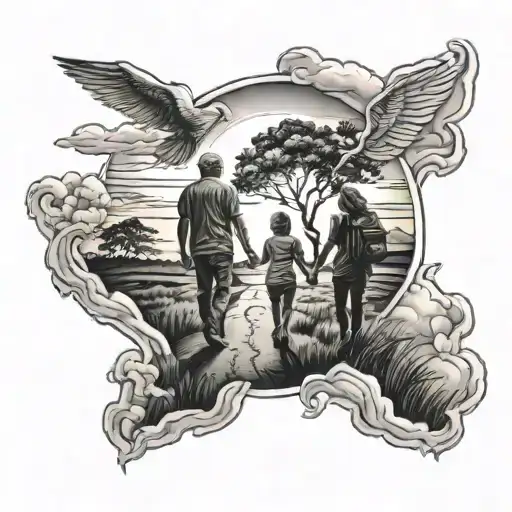 Couple Walk To Sunset Sky Memorial