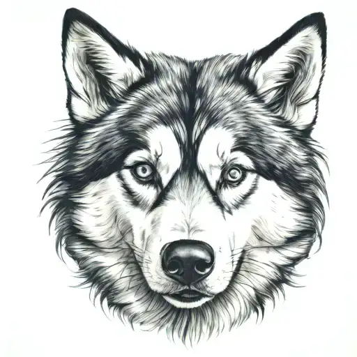 Husky Head Tattoo Face From Front