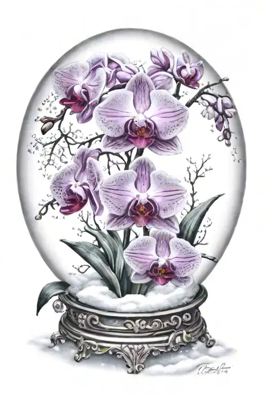Orchid Inside Snow Globe
