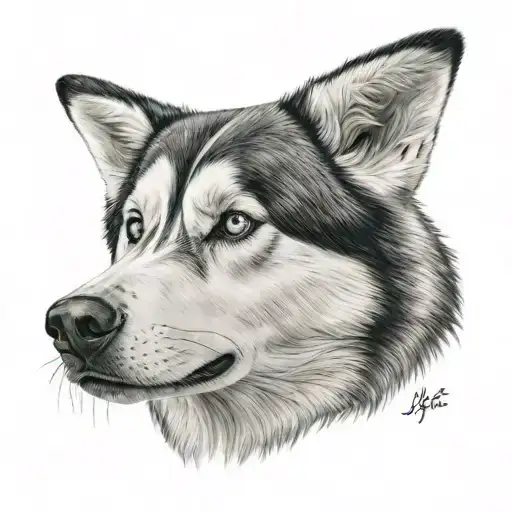 Husky Head Tattoo From The Front