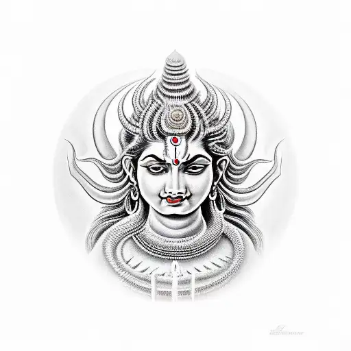 A Realistic Portrait Of Lord Shiva With His Third Eye Open
