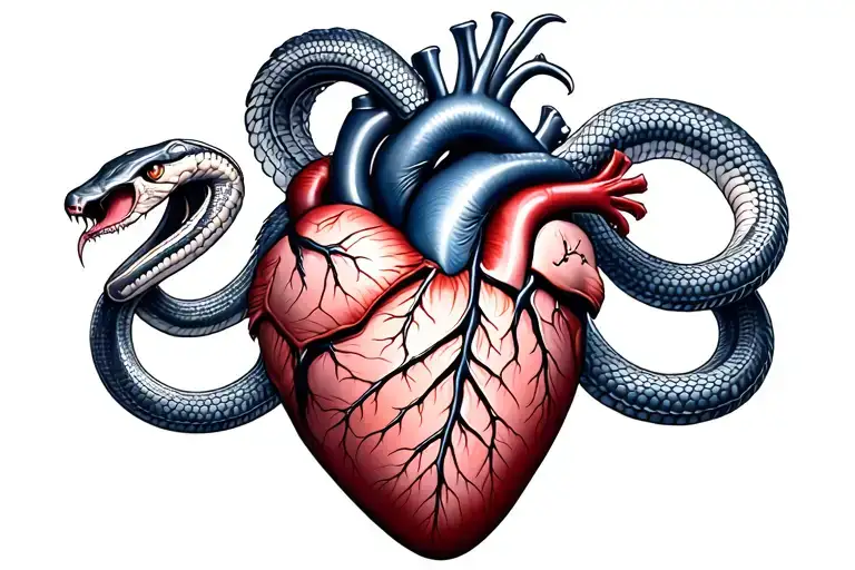 Anatomical Heart Surrounded By Snake