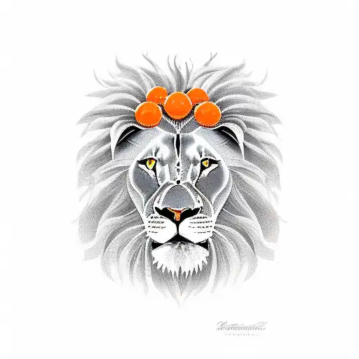 Lion With Crowd And Orange Eyes