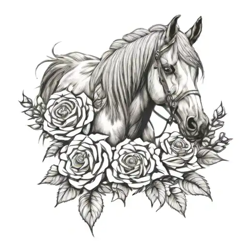 Horse Head Roses Surrounding