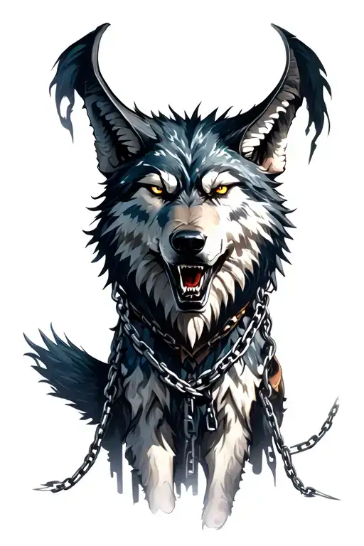 Fenrir Wolf From God Of War With Some Chains