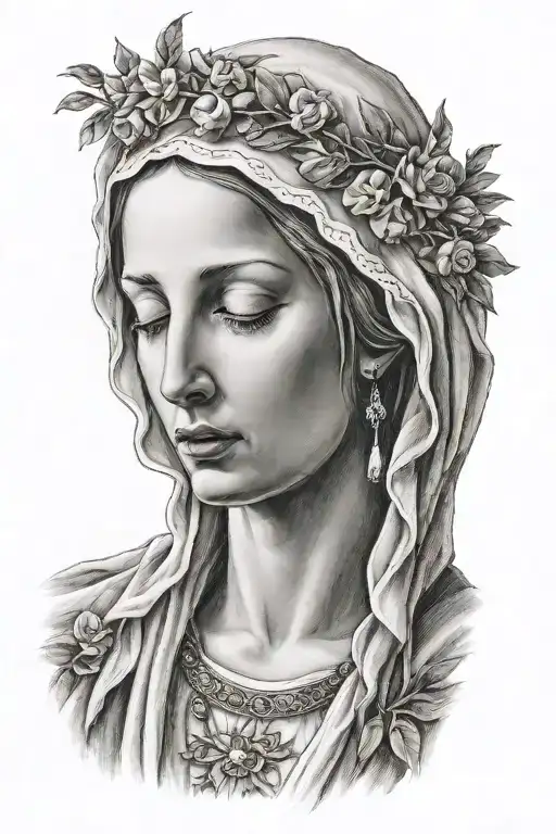 Virgin Mary Eyes Closed Eyes