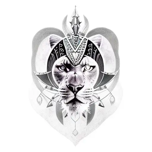 African Warrior With Panther Head Dress