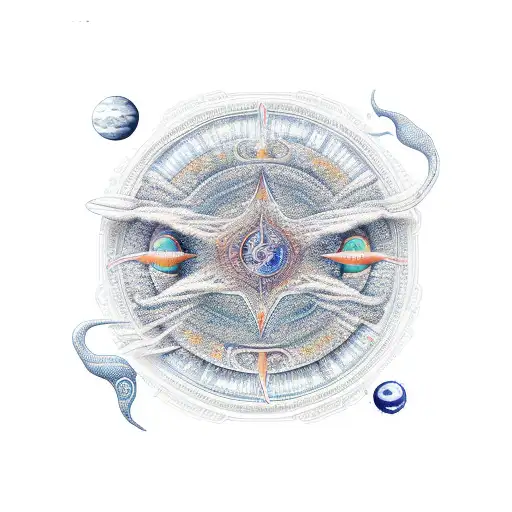 An Intricately Designed Furniture Piece With Celestial Bodies And Adhd Symbols Incorporated