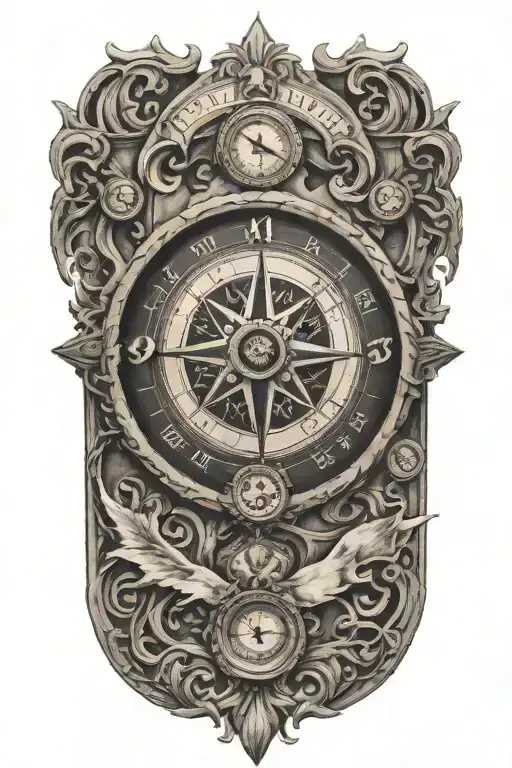 Compass With Clock And