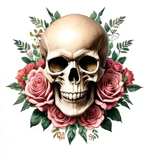 Skull Surrounded With Roses And Sandstone Buttes