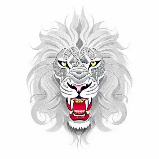 A Giant Snake With A Lion's Head