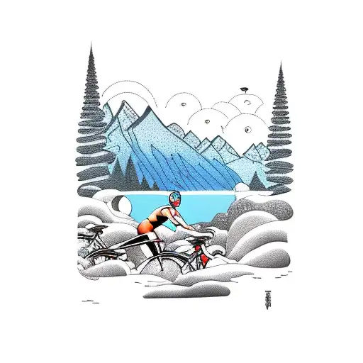 Swimmer Bicycle Runner Lake Mountain Road