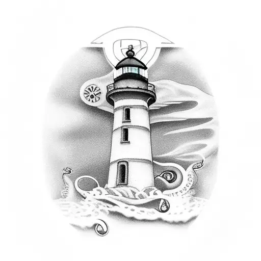 Lighthouse With Squid