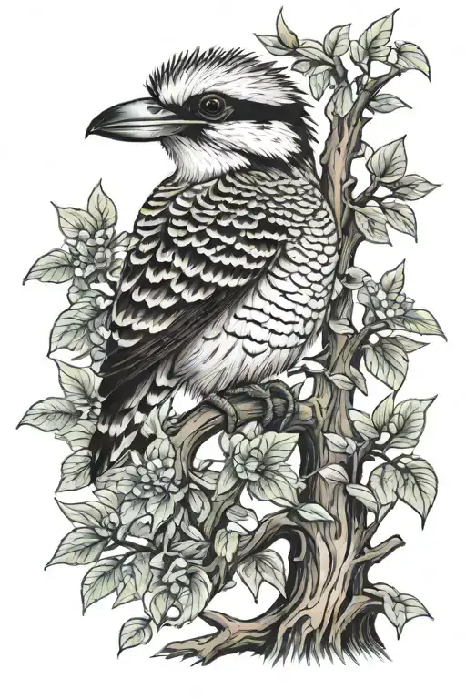 Classical Music Sheet Music Intertwined With Folk Art Inspired Kookaburra Sitting In A Tree