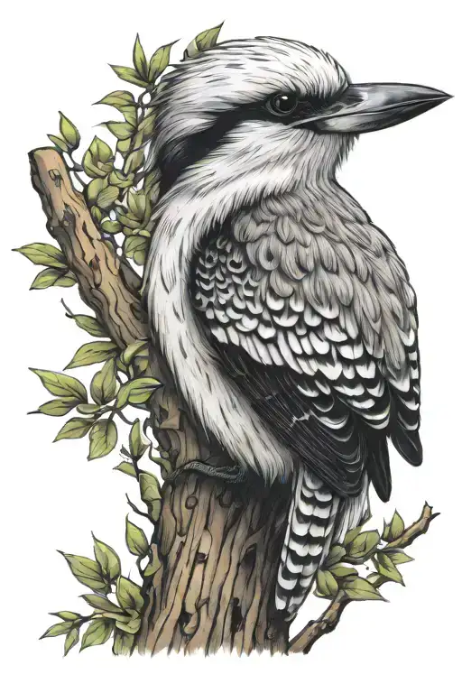 Aboriginal Art Inspired Kookaburra Sitting In A Tree