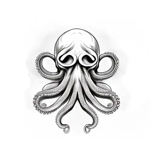 Octopus Holding Onto A Skull