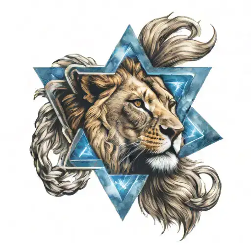 Lion With Blue Star Of David Inside 1 Eye