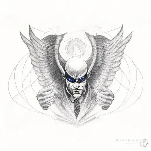 Half Demon Half Angel As A Man With Wings The Man Must Have Full Body With A Suit And Tie