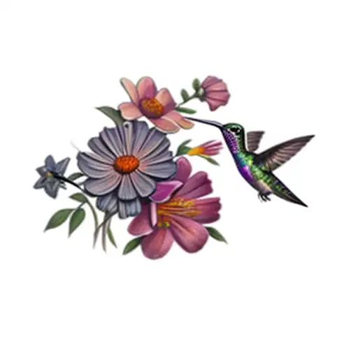 A Hummingbird And Flowers