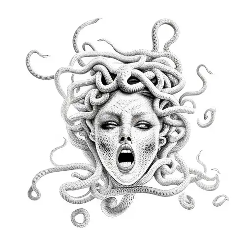 Medusa Attacked By Snakes