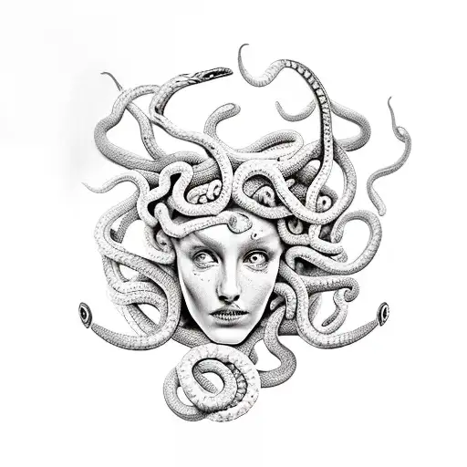 Medusa Attacked Snakes Agony Screaming